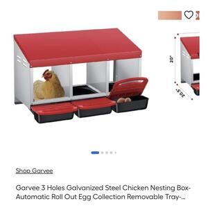 Garvee 3 Holes Galvanized Steel Chicken Nesting Box with Automatic Roll Out Egg-